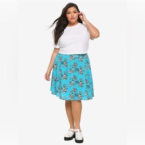 NWT Hot Topic Midnight Hour Teal Floral Death Moth Skirt Plus Size